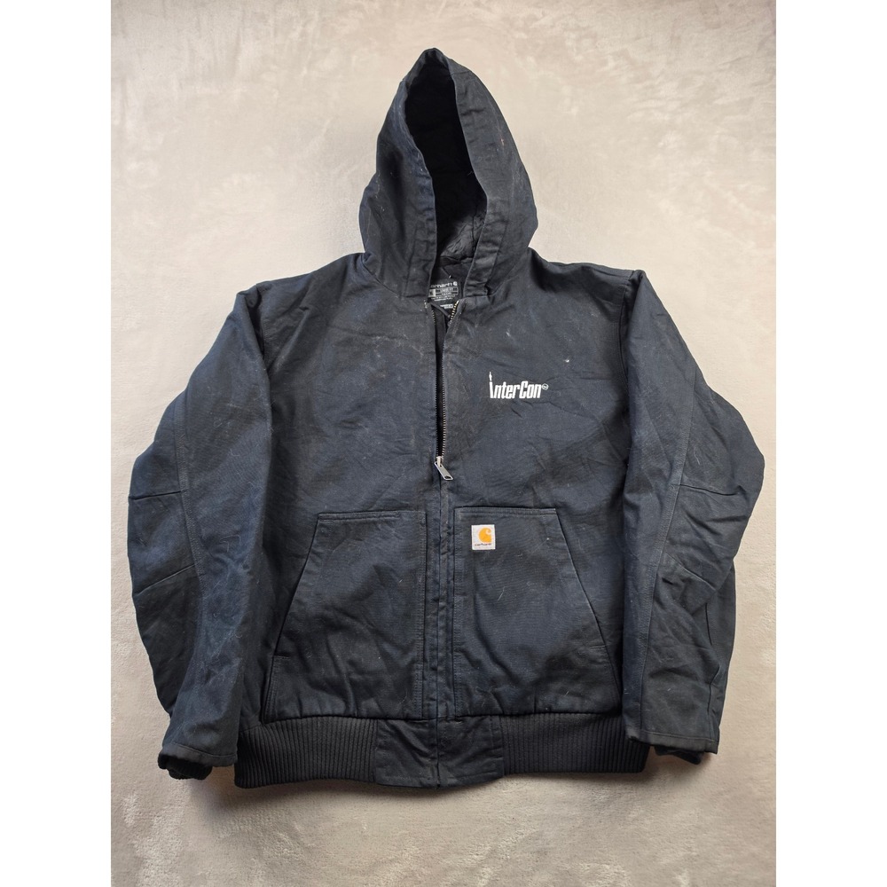 Carhartt Duck Active Jacket Mens XL Black Loose Fit J130 Canvas Workwear *Read